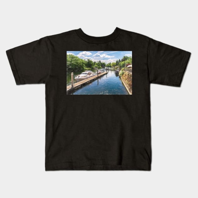 Moored Boats at Ray Mill Island Kids T-Shirt by IanWL